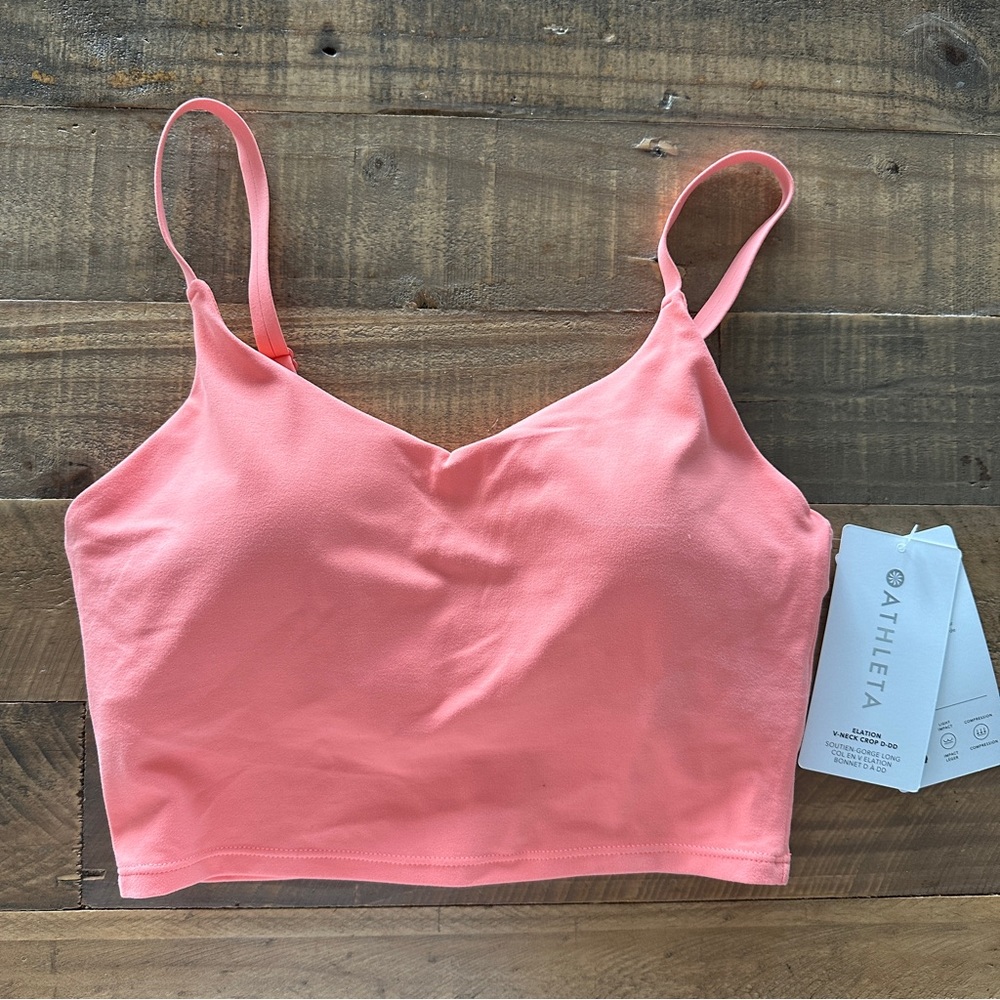 NWT Athleta Elation V-neck Crop Longline Sports Bra D-DD size XS